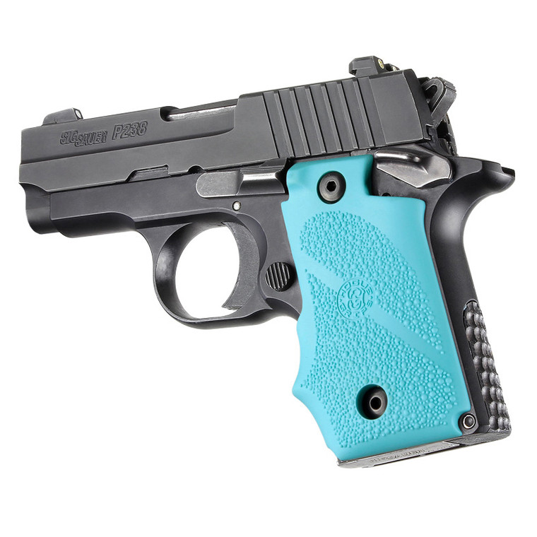 Hogue Sig Sauer P238 Rubber GripFinger Grooves Aqua - 38004