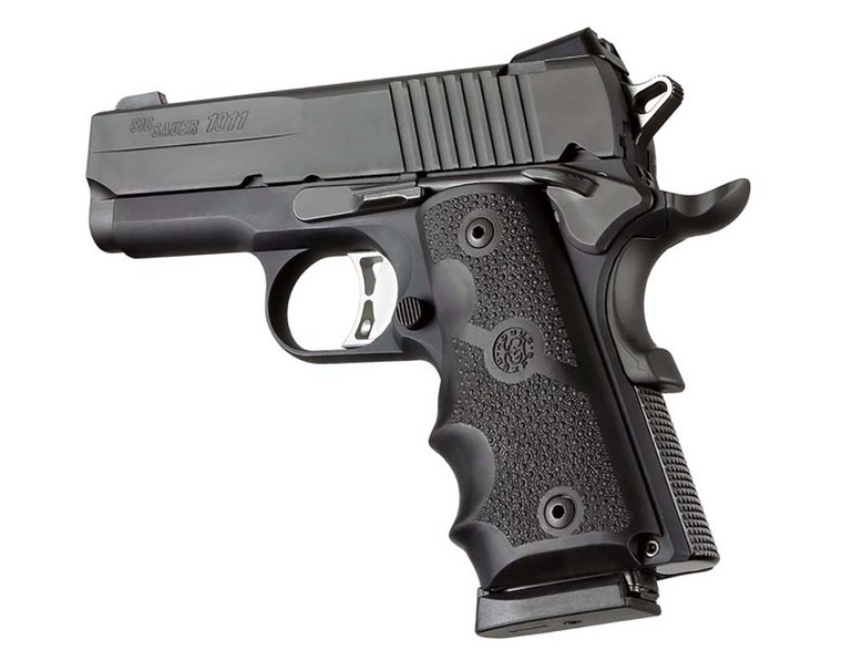Hogue 1911 Officers Model Rubber Grip with Finger Grooves (Black) - 43000