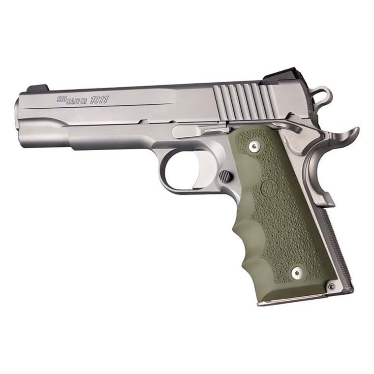 Hogue 1911 Government Model Rubber Grip with Finger Grooves (OD Green) - 45001