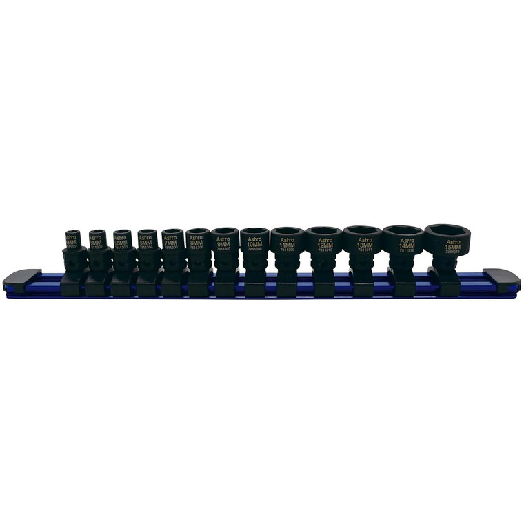 Astro Tools Metric 1/4" Drive Low Profile Nano Impact Sockets (13 Piece) - 78113