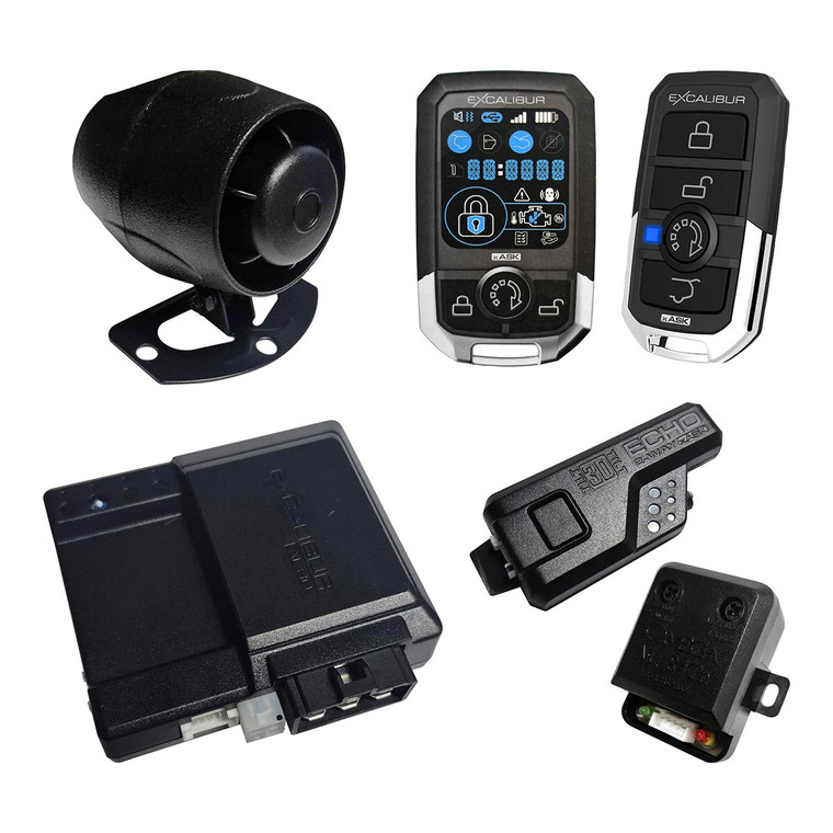 Excalibur Car Alarm/Remote Start with 3-Color LCD 2-Way Remote & 1500 Foot Range - AL-1880-3D