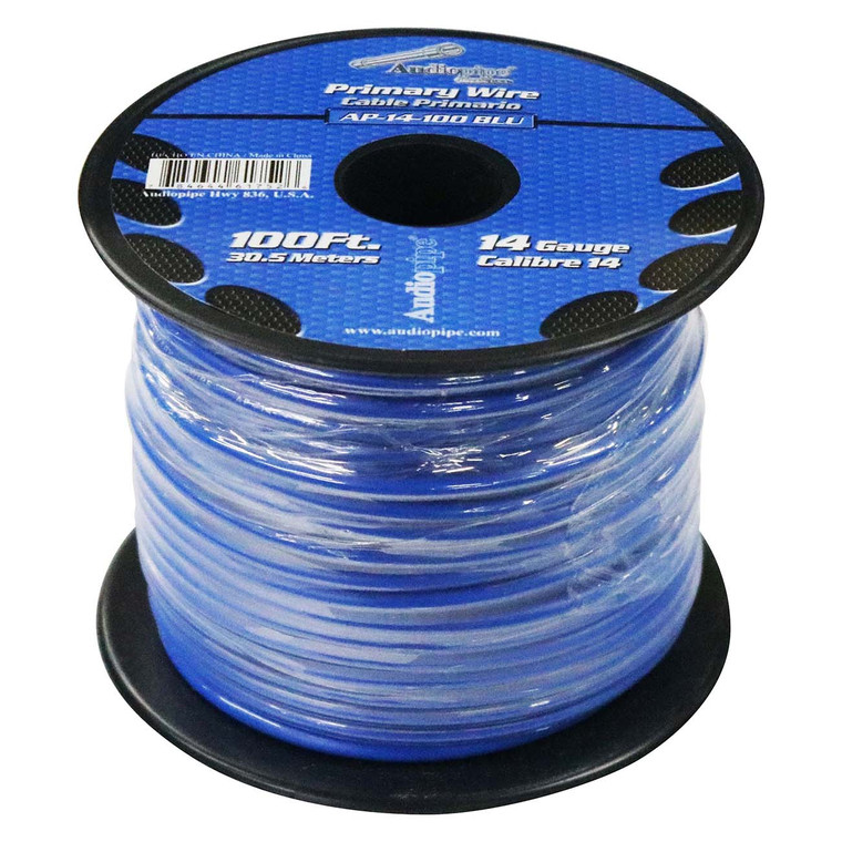 Audiopipe Primary Wire 14-Gauge 100 Foot Spool - Blue - AP14100BL