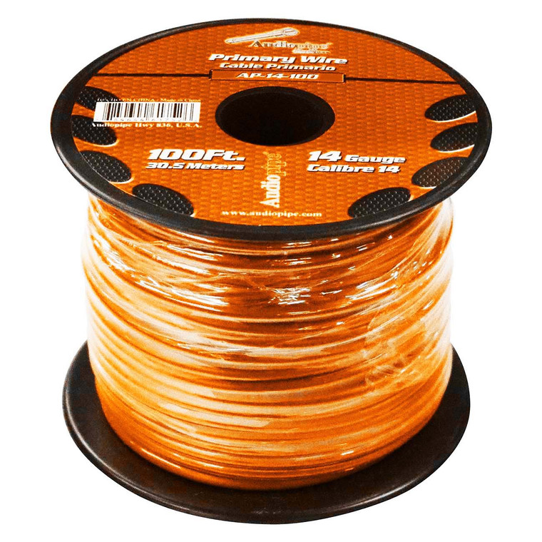 Audiopipe Primary Wire 14-Gauge 100 Foot Spool - Orange - AP14100OR