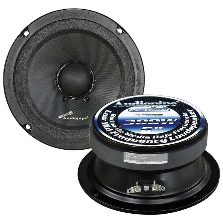 Audiopipe 6" Midrange Sealed Basket Speaker 150W RMS/300W Max 8 Ohm (sold each) - APMB-638SB-D