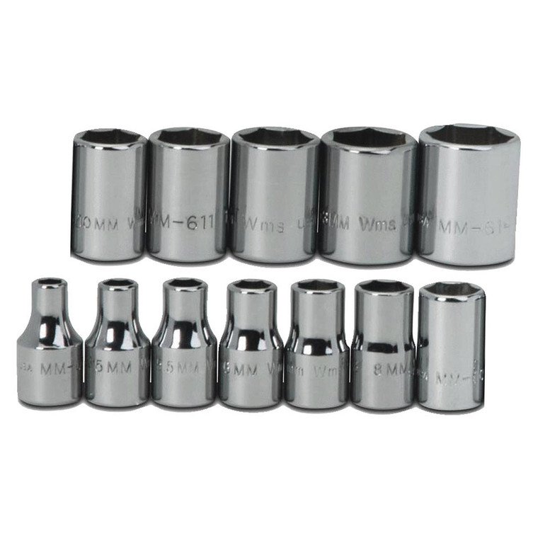 Williams Metric 1/4" Drive Shallow SUPERTORQUE Socket Set 6 Point (12 Piece) - JHWMSM-12HRC