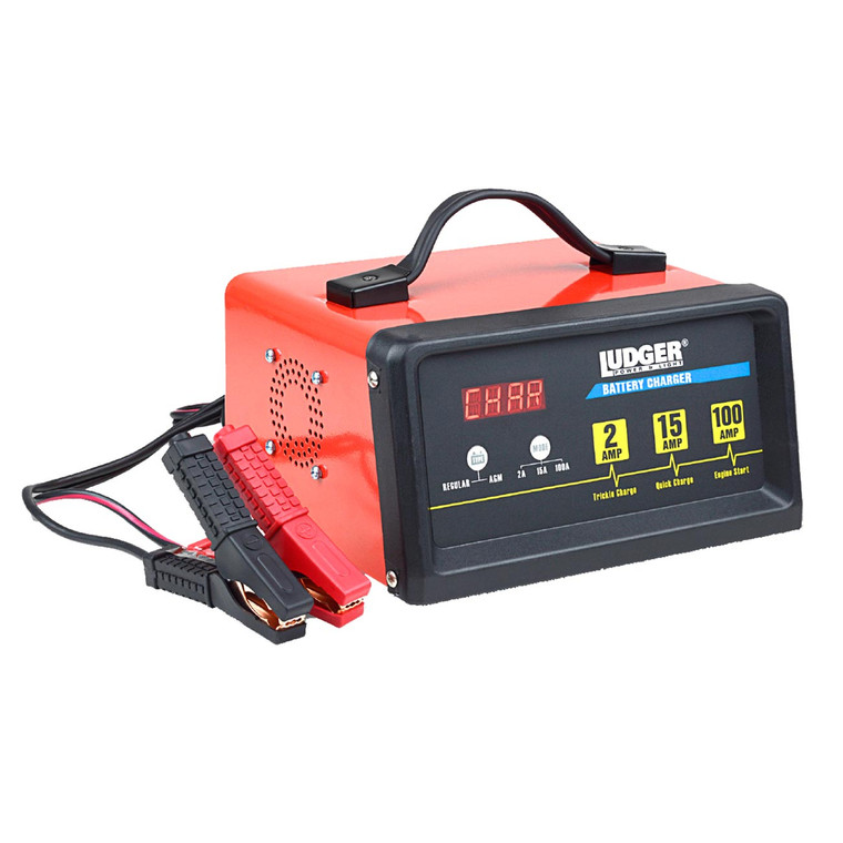 Ludger Batery Charger - 3 Modes: 12-Volt/2A 12-Volt/15A and 12-Volt/100A Engine - LBCG-12-100