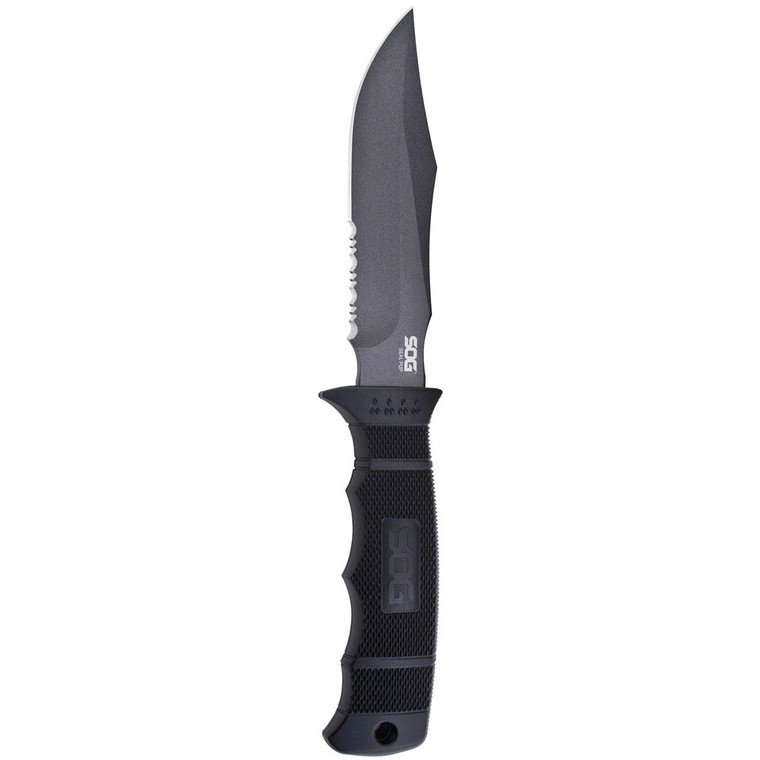 SOG SEAL Pup Fixed 4.75" Powder Coated Combo Blade GRN Handles Kydex Sheath - M37K
