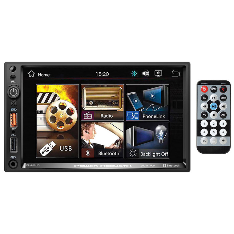 Power Acoustik 7" Double Din Mechless Multimedia Fixed Face Receiver with Bluetooth & Android PhoneL - PL-700HB