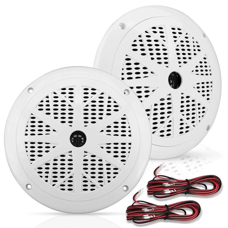 Pyle Marine 6.5" Dual Cone Speakers (White) - PLMR61W