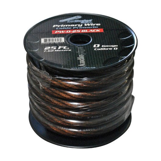 Audiopipe Power Cable 0-Gauge 25 Foot Spool - Black - PW025BK
