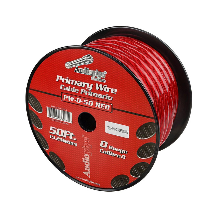Audiopipe Power Cable 0-Gauge 50 Foot Spool - Red - PW-0-50-RED