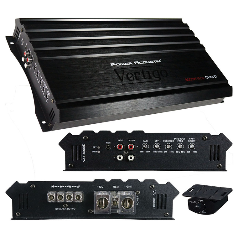 Power Acoustik Vertigo Series Monoblock Amplifier 8000W Max - VA1-8000D