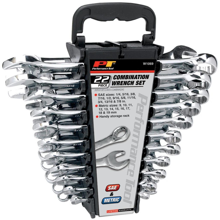 Performance Tool 22-Piece SAE and Combination Metric Wrench Set - W1069