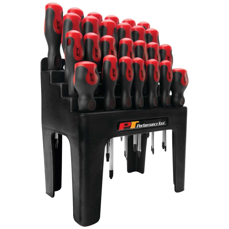 Performance Tool Screwdriver Set with Rack (26 Piece) - W1726