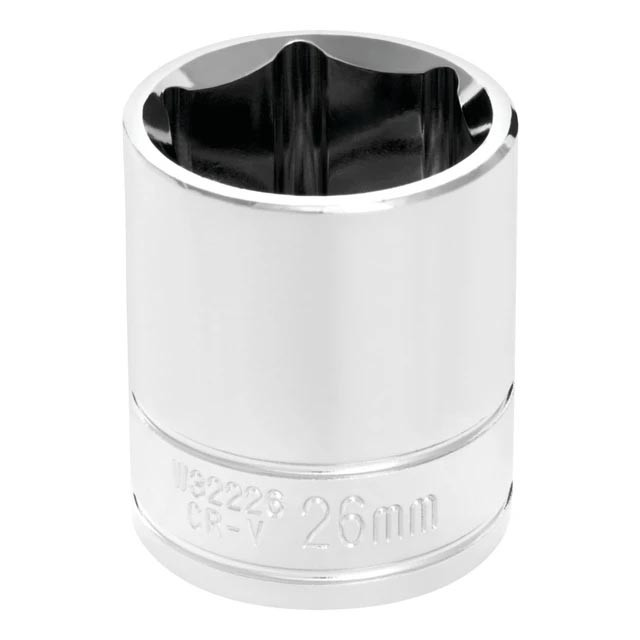 Performance Tool 1/2" Drive 6-Point Metric 26mm Socket - W32226