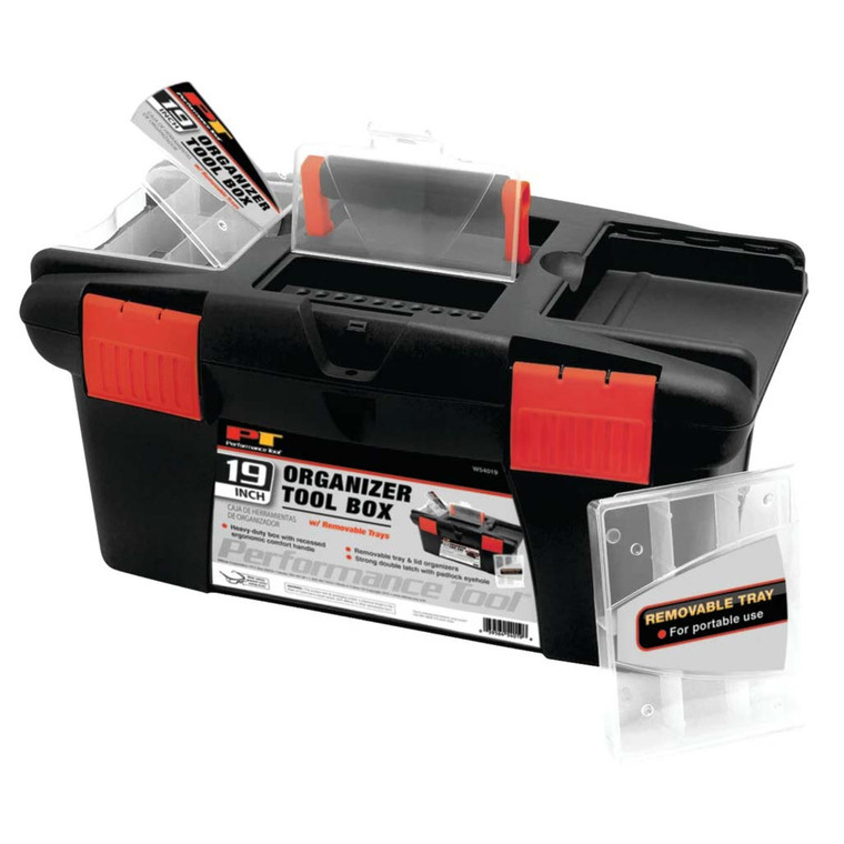 Performance Tools Heavy Duty 19" Plastic Tool Box (Black) - W54019