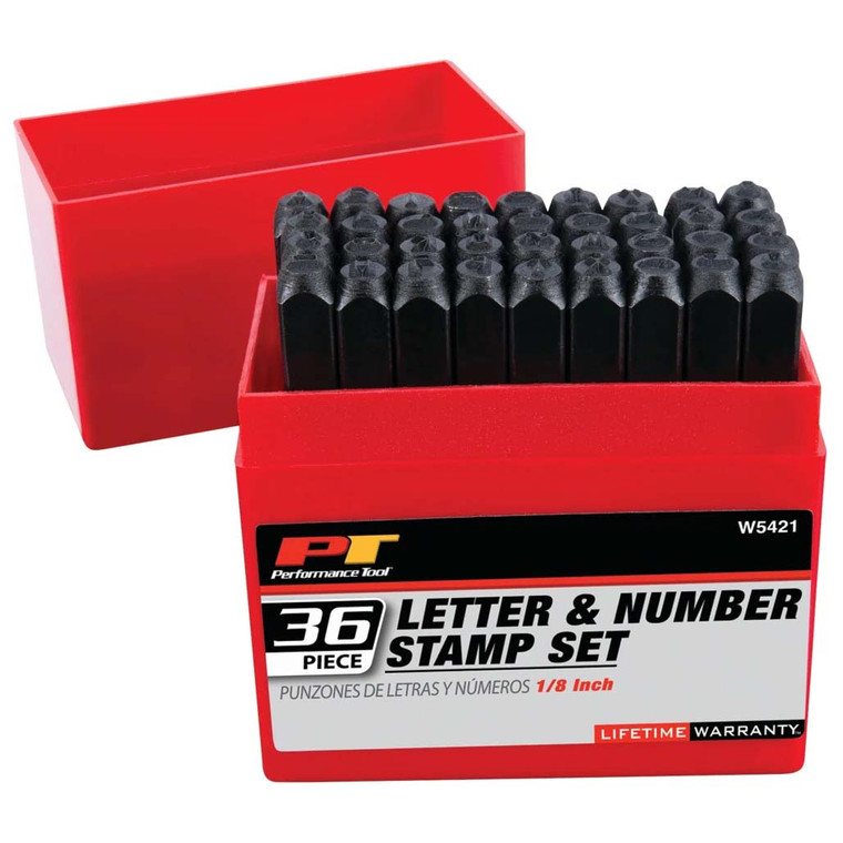 Performance Tool 1/8" Steel Letter/Number Stamp Set (36 Piece) - W5421