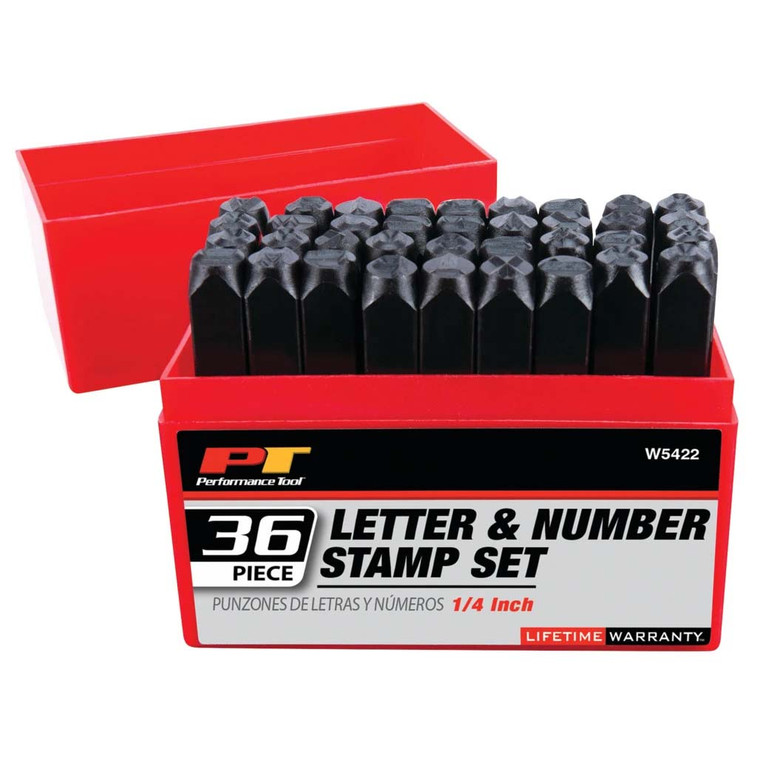 Performance Tool 1/4" Steel Letter/Number Stamp Set (36 Piece) - W5422