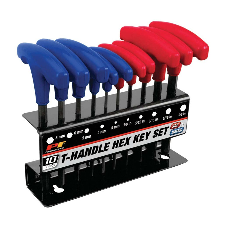 Performance Tool SAE/Metric T-Handle HEX Drive Set with Storage Tray (10 Piece) - W80277