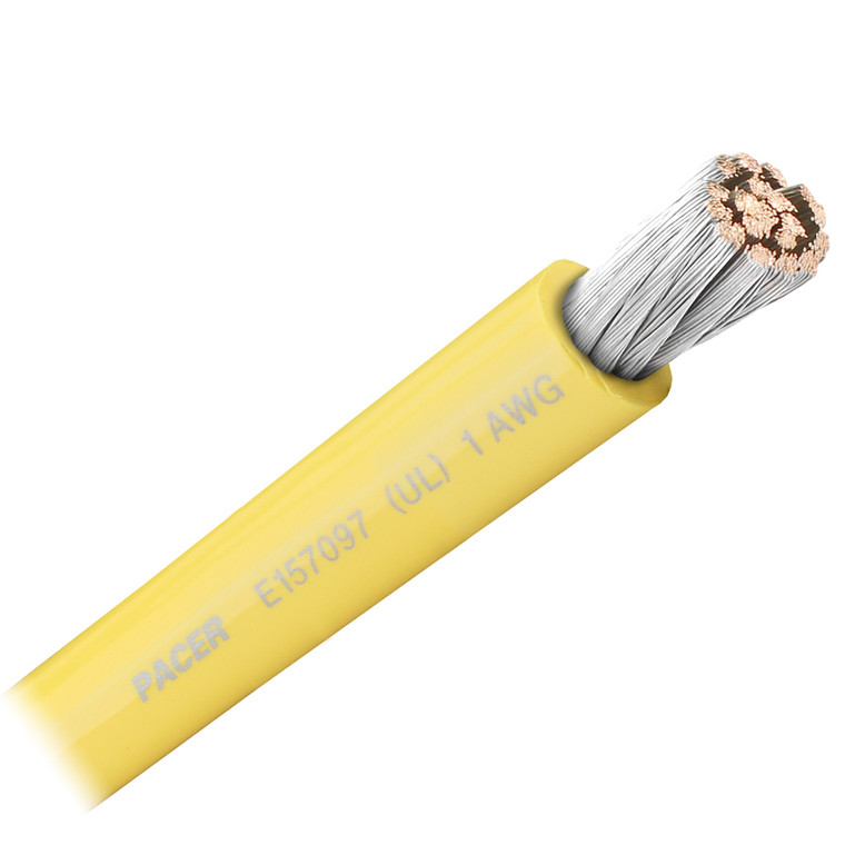 Pacer Yellow 1 AWG Battery Cable - Sold By The Foot  - WUL1YL-FT
