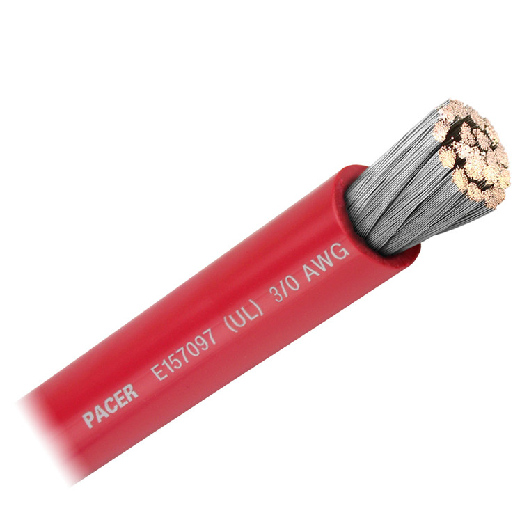 Pacer Red 3/0 AWG Battery Cable - Sold By The Foot  - WUL3/0RD-FT