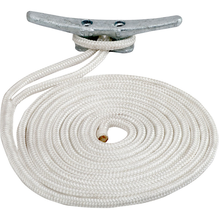 Sea-Dog Double Braided Nylon Dock Line - 3/8" x 25' - White - 302110025WH-1