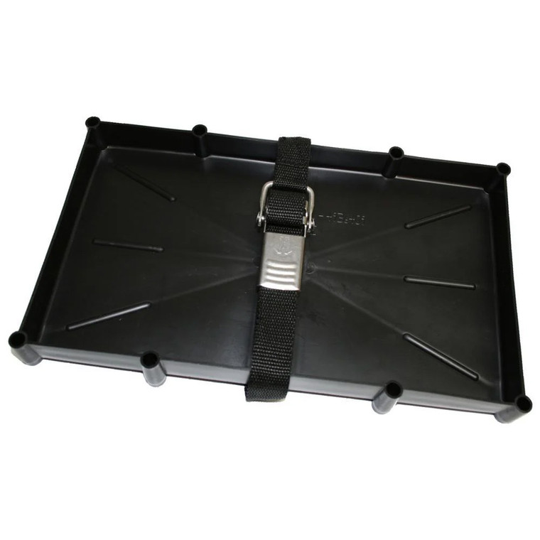 T-H Marine 27 Series Battery Holder Tray w/Stainless Buckled Strap - NBH-27-SSC-DP