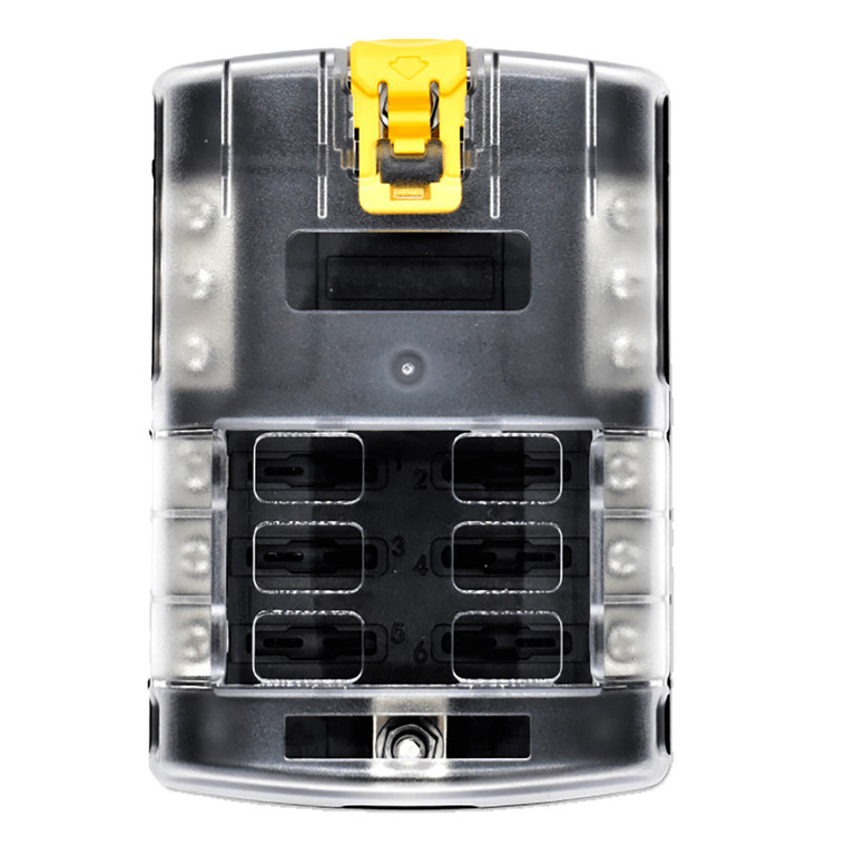 Bluewater 6 Position Fuse Block ATC w/Yellow Slide - 3200-3003-006