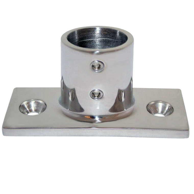 Whitecap ⅞" O.D. 90 Degree 2-Hole Rectangle Base SS Rail Fitting - 6194
