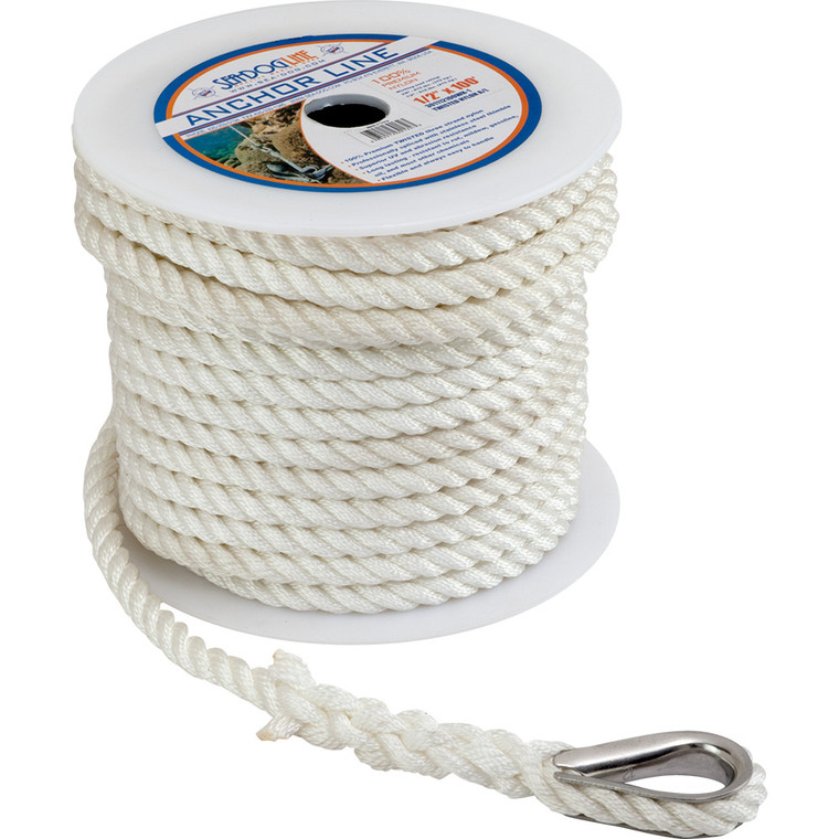 Sea-Dog Twisted Anchor Line 3/8" x 60' - White - 301110060WH-1