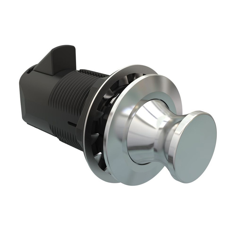 Southco Point Push-to-Close Latch, Round Housing, Chrome Housing, Chrome Knob - MP-05-312-11
