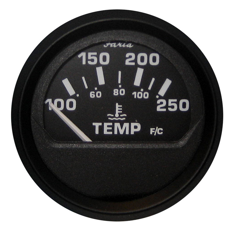 Faria Euro Black 2" Water Temperature Gauge (100-250 DegreeF) - 12812