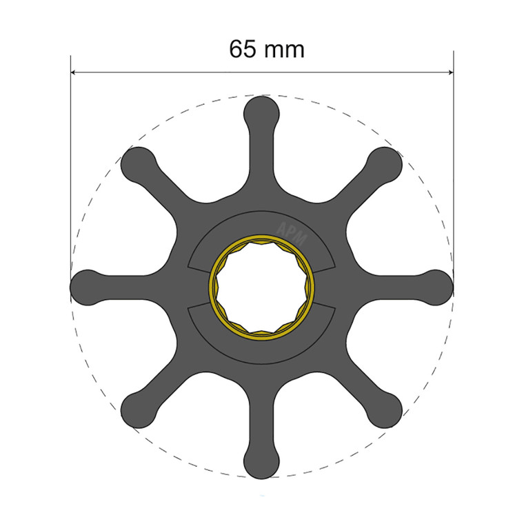 Albin Group Premium Impeller Kit 65 x 16 x 50mm - 8 Blade - Spline Insert - 06-01-021