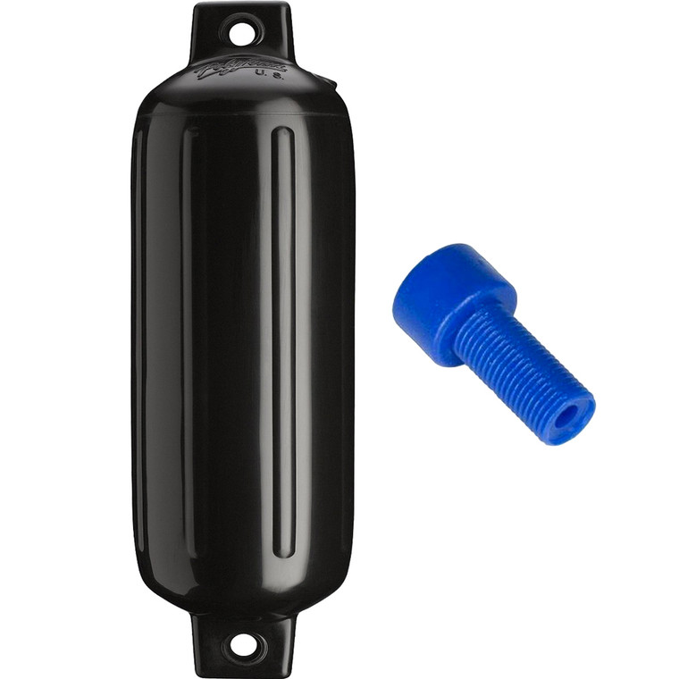 Polyform G-4 Twin Eye Fender 6.5" x 22" - Black w/Adapter - G-4 BLACK W/AIR ADAPTER