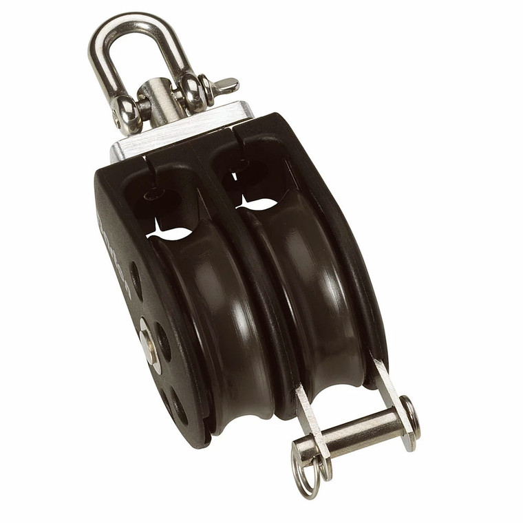Barton Size 3 45mm Plain Bearing Pulley Block Double Swivel & Becket - N03231