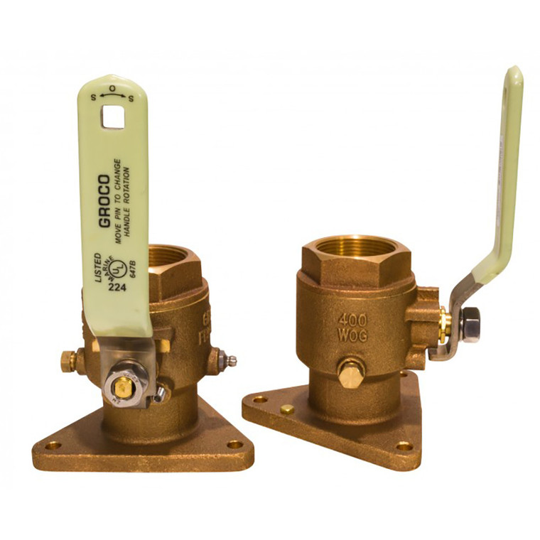 GROCO 3/4" Bronze Tri-Flanged Ball Valve/Seacock - FBV-750