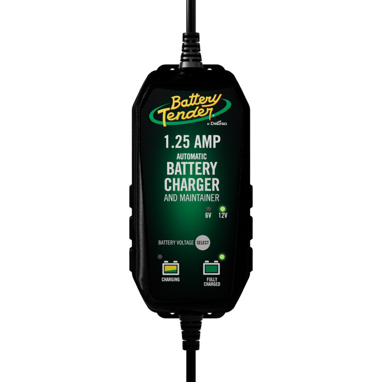 Battery Tender 6V/12V, 1.25A Selectable Battery Charger - 022-0211-DL-WH