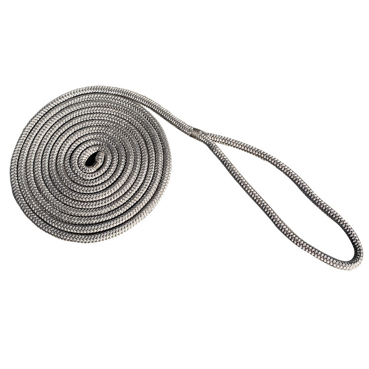 New England Rope 3/4" x 25' Nylon Double Braid Dock Line - Grey - 5058-24-00025