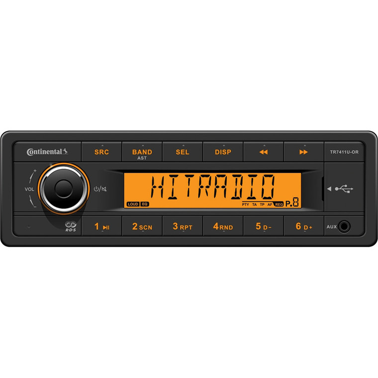 Continental Stereo w/AM/FM/USB - Harness Included - 12V - TR7411U-ORK