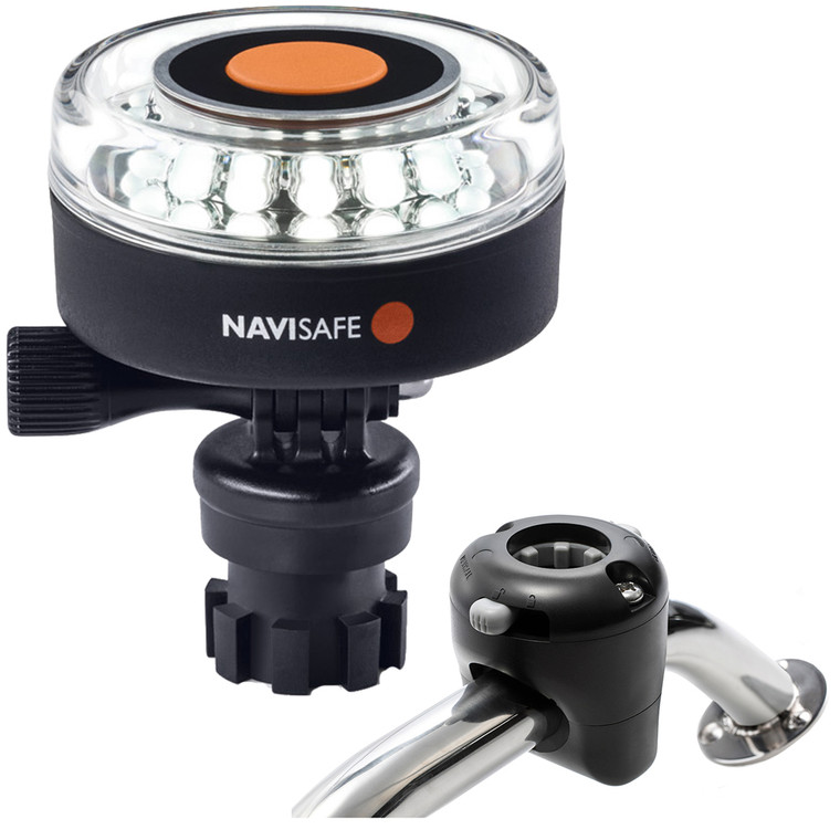 Navisafe Navilight 360 Degree 2NM White w/Navimount Base & Rail Mount - Black - 040KIT