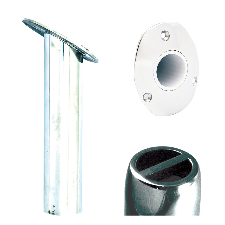 Tigress Oval Head SS Gunnel Mount Rod Holder - 30 Degree - 9" - 88525