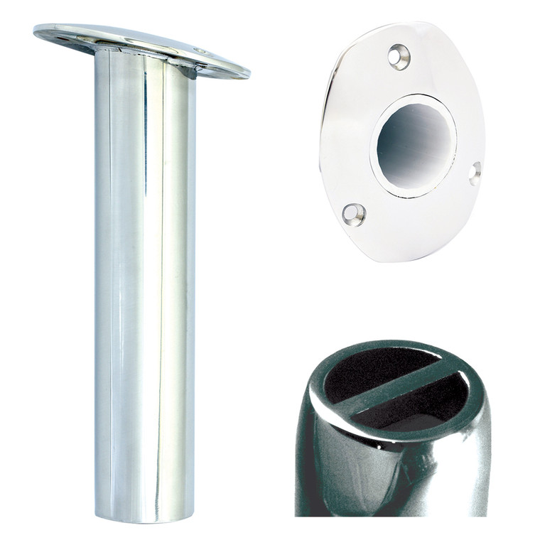 Tigress Oval Head SS Gunnel Mount Rod Holder - 15 Degree - 9" - 88529