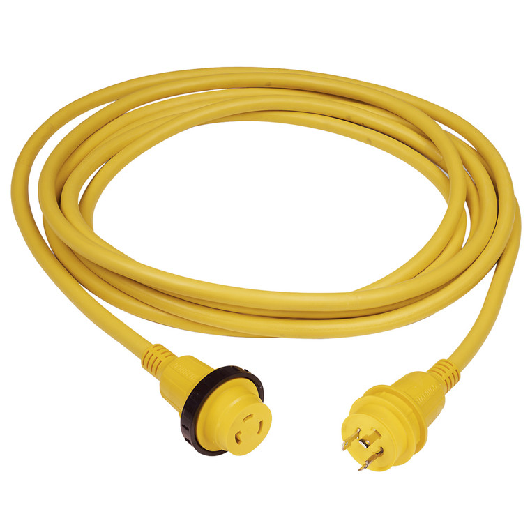 Marinco 30 Amp PowerCord PLUS Cordset w/Power-On LED - Yellow 50ft - 199119