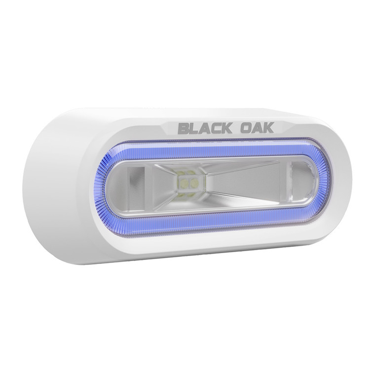 Black Oak Low Pro Off Road Spreader Light - Bracket Mount - White Housing - Blue LED - MLPS-B