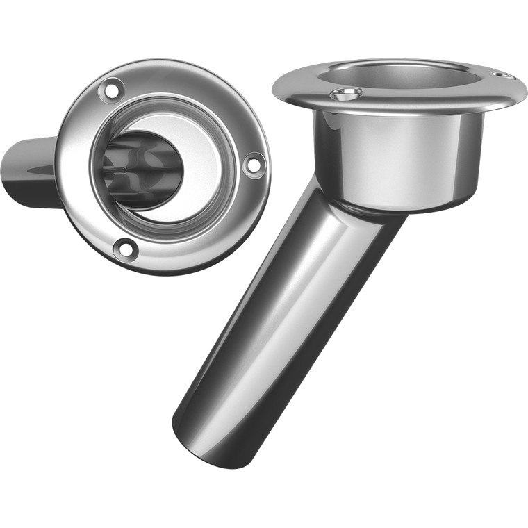 Mate Series Stainless Steel 30 Degree Rod & Cup Holder - Open - Round Top - C1030ND