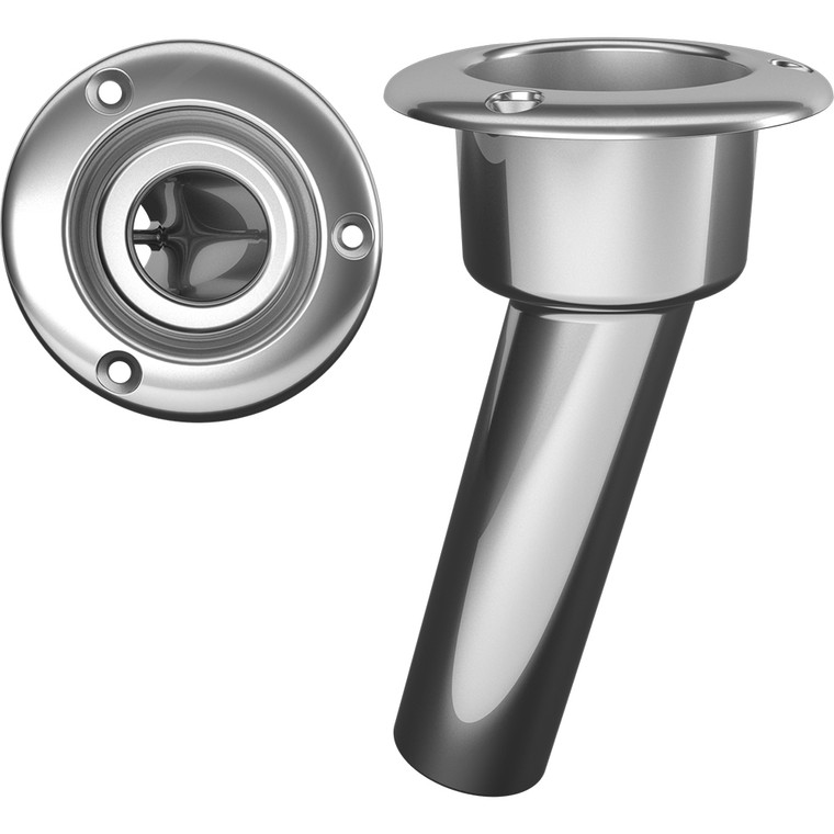 Mate Series Stainless Steel 15 Degree Rod & Cup Holder - Open - Round Top - C1015ND