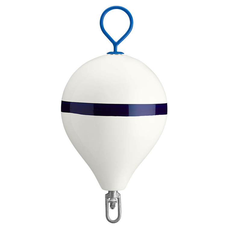 Polyform 17" CM Mooring Buoy w/Galvanized Iron - White Blue Stripe - CM-3 WHITE W/STRIP