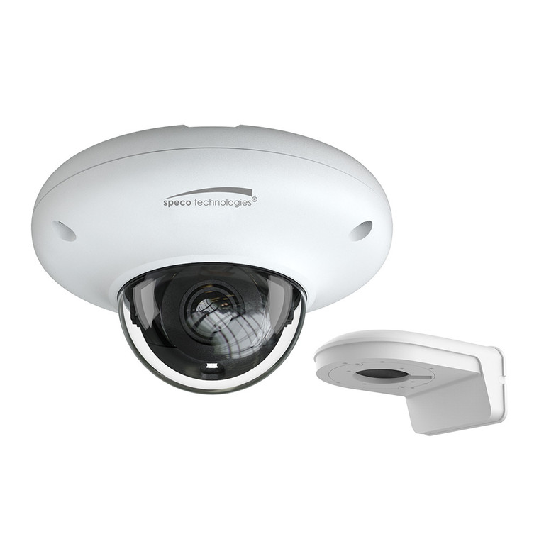 Speco 4MP H.265 Mini Dome AI IP IR Camera w/Wall Bracket - 2.8mm Lens - White - O4P4N