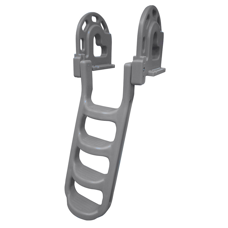 Dock Edge Stand-Off Flip-Up Polyethylene Roto Molded 4-Step Dock Ladder - Grey - DE2084F