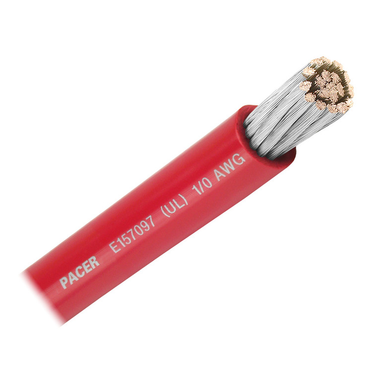 Pacer Red 1/0 AWG Battery Cable - 50' - WUL1/0RD-50